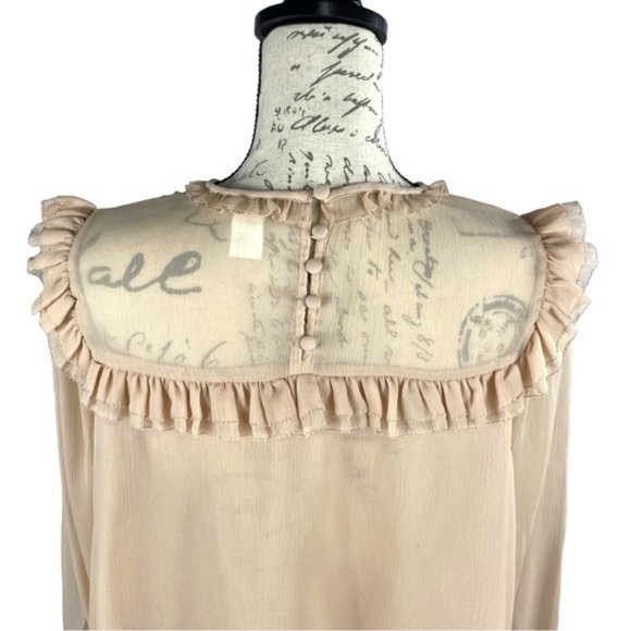 H&M Women’s Long Sleeve Peasant Top With Front Ruffle Detail - Picture 6 of 16